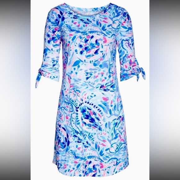NWOT Lilly Pulitzer Preston Dress With Tie Sleeves In Breakaway TWave Party - Picture 8 of 15